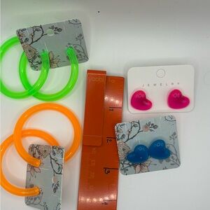 90- Neon acrylic hoops and hearts bundle